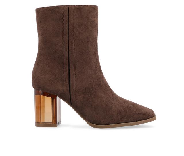 Women's Journee Collection Clearie Heeled Booties in Brown color
