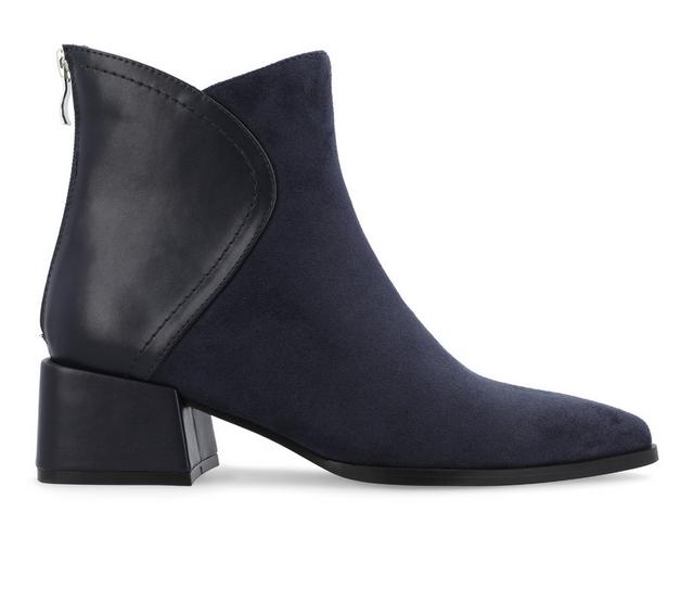 Women's Journee Collection Consuello Block Heel Booties in Navy color