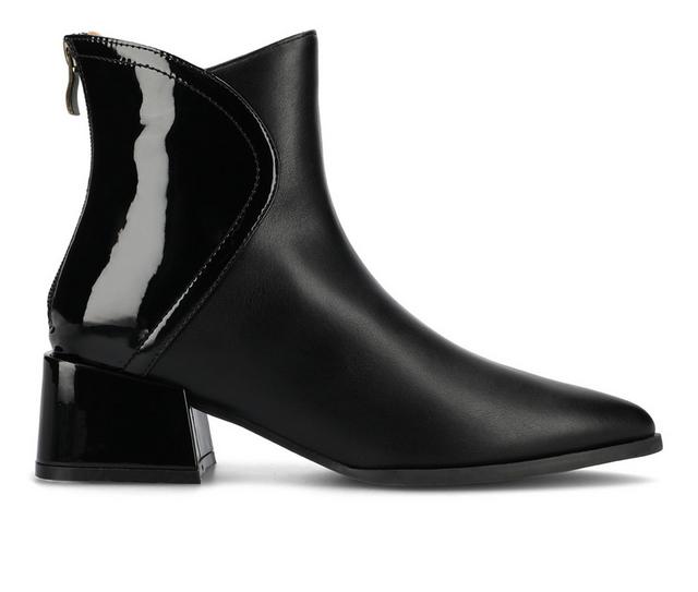 Women's Journee Collection Consuello Block Heel Booties in Black Patent color