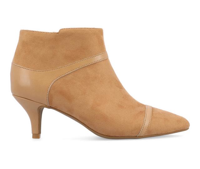 Women's Journee Collection Embrie Kitten Heel Booties in Tan color