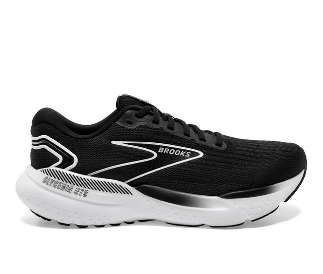 Men's Brooks Glycerin GTS 21 Running Shoes in Black/Grey/Wht color