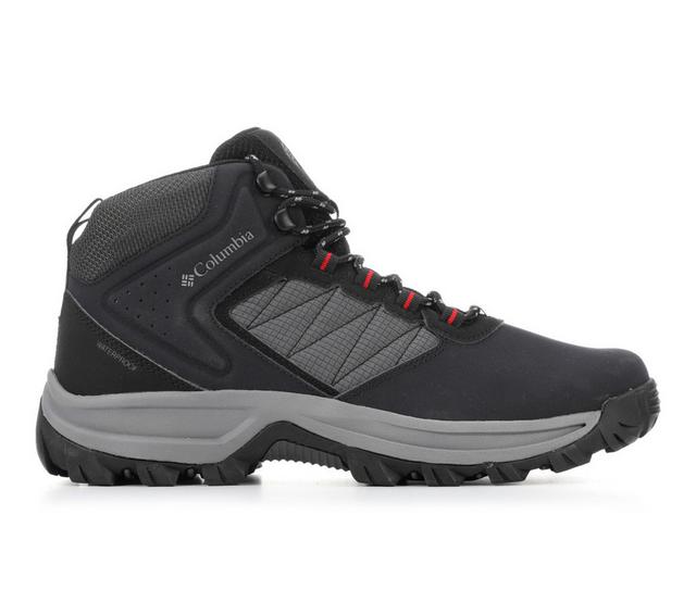Men's Columbia Transverse Hike Waterproof Hiking Boots in Black/Mtn Red color