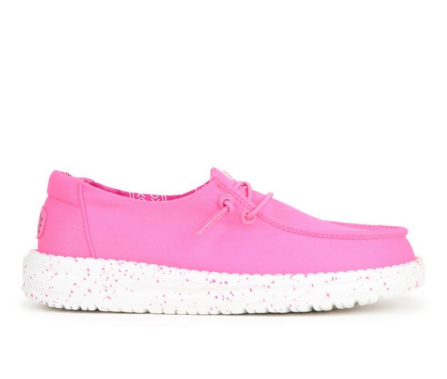 Girls' HEYDUDE Little Kid & Big Kid Wendy Canvas Casual Shoes in Pink color