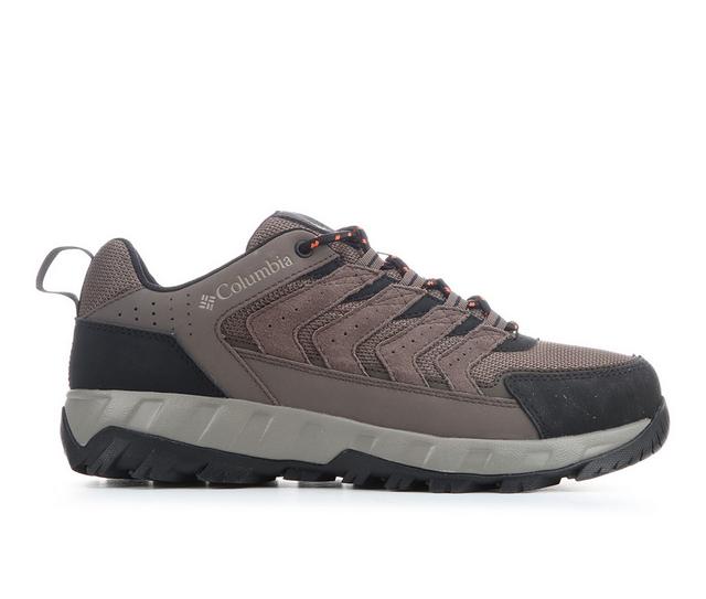 Men's Columbia Strata Trail Low Hiking Boots in Mud/Tangy Orang color