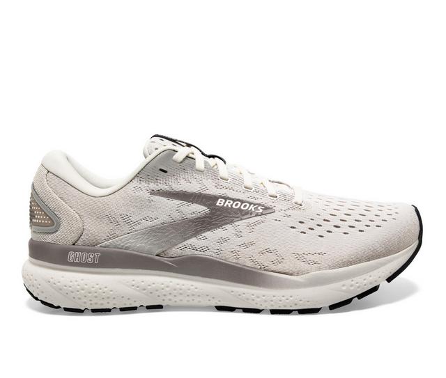 Men's Brooks Ghost 16 Running Shoes in White/Grey color