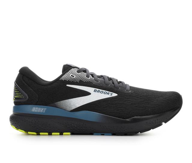 Men's Brooks Ghost 16 Running Shoes in Blk/Ebony/Blue color