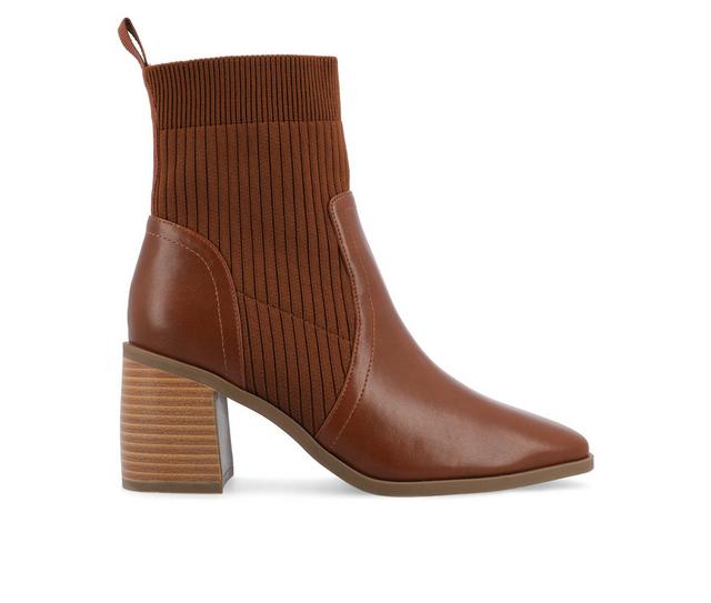 Women's Journee Collection Harlowe Block Heel Booties in Cognac color