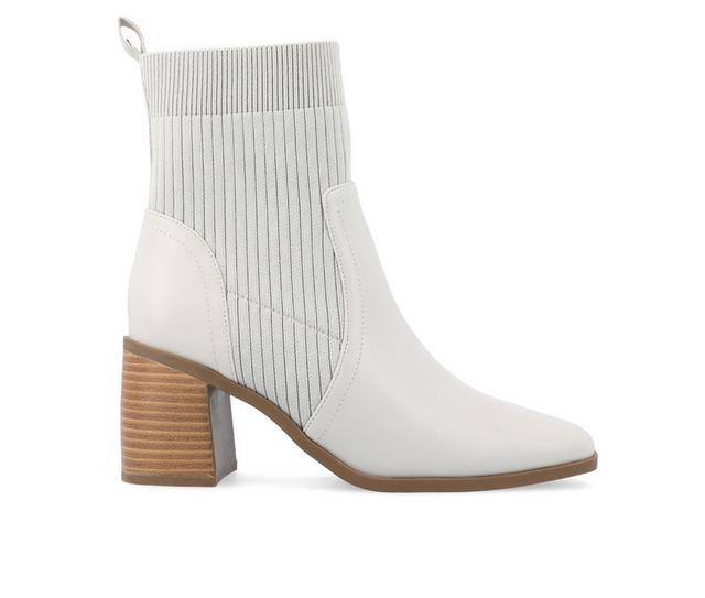 Women's Journee Collection Harlowe Block Heel Booties in Stone color