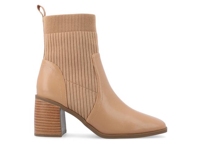 Women's Journee Collection Harlowe Block Heel Booties in Tan color