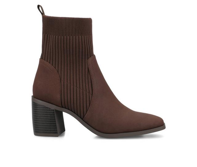 Women's Journee Collection Harlowe Block Heel Booties in Chocolate color