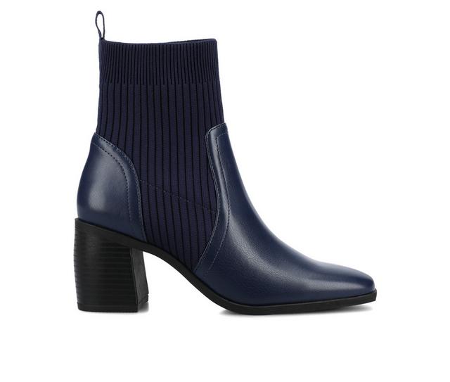 Women's Journee Collection Harlowe Block Heel Booties in Navy color