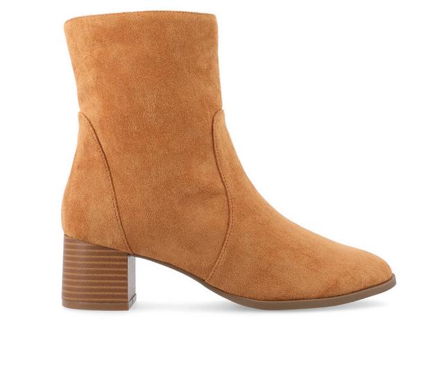 Women's Journee Collection Hayven Block Heel Booties in Cognac color