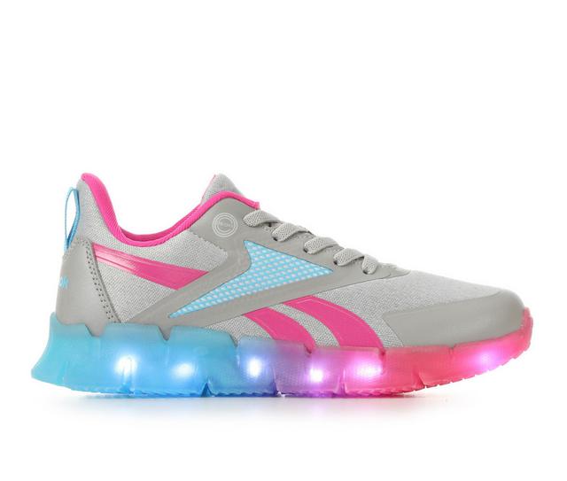 Girls' Reebok Little Kid & Big Kid Zig N' Glow Running Shoes in Gry/Pnk/Cy/Acl color