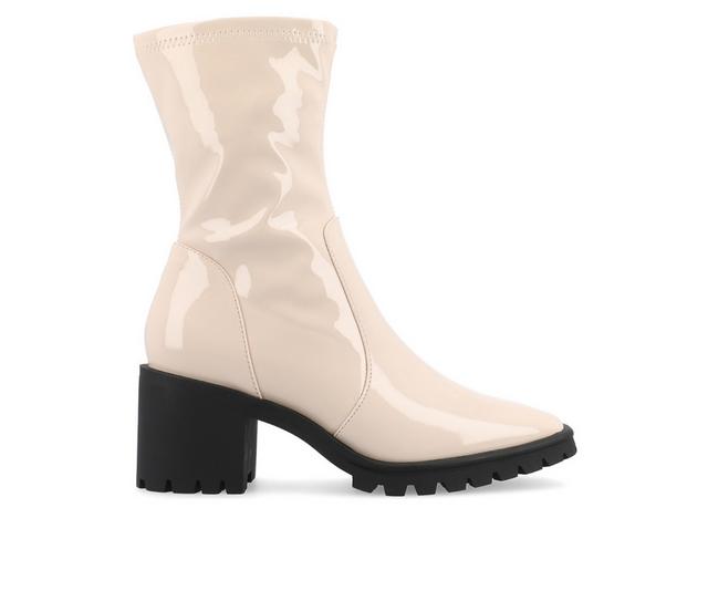 Women's Journee Collection Icelyn Mid Calf Heeled Boots in Bone color