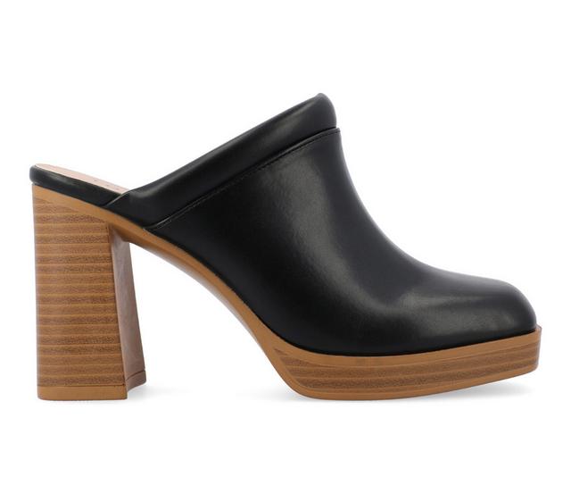 Women's Journee Collection Izara Block Heel Platform Clogs in Black color