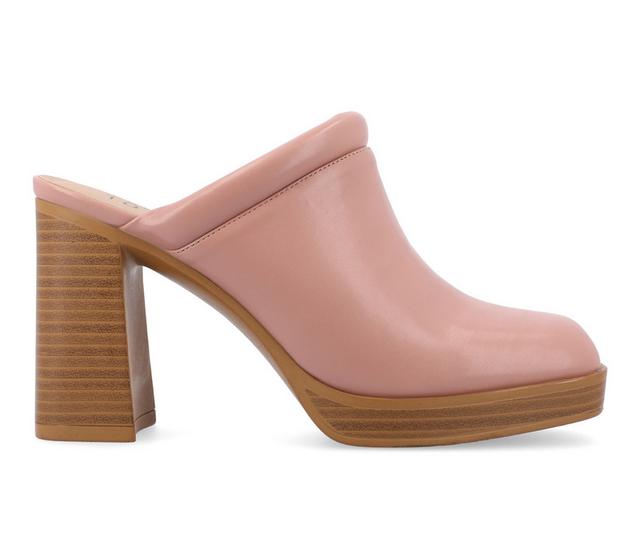 Women's Journee Collection Izara Block Heel Platform Clogs in Rose color