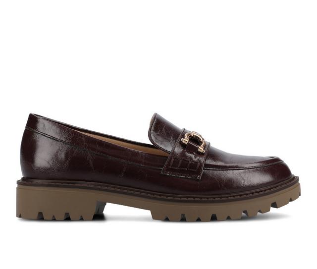 Women's Journee Collection Jessamey Chunky Loafers in Patent/Oxblood color
