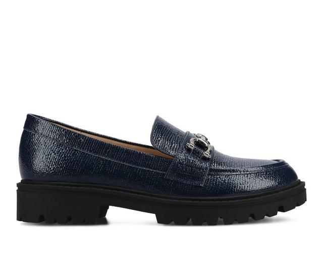 Women's Journee Collection Jessamey Chunky Loafers in Patent/Navy color