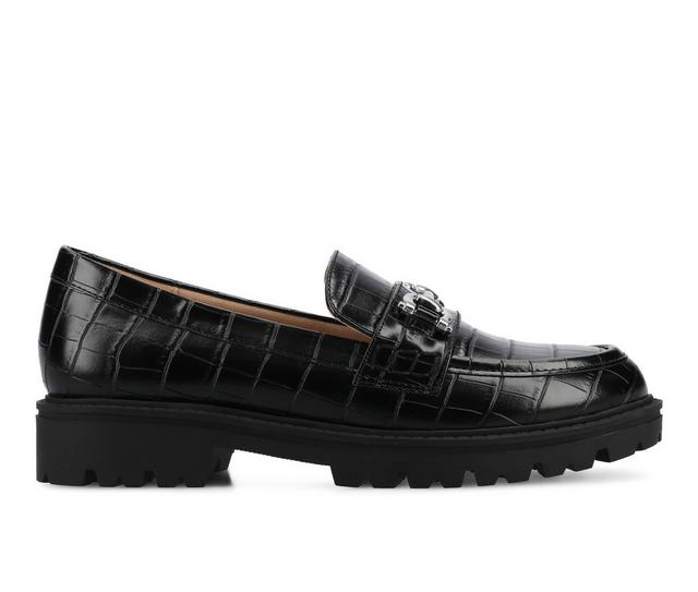 Women's Journee Collection Jessamey Chunky Loafers in Black/Croco color
