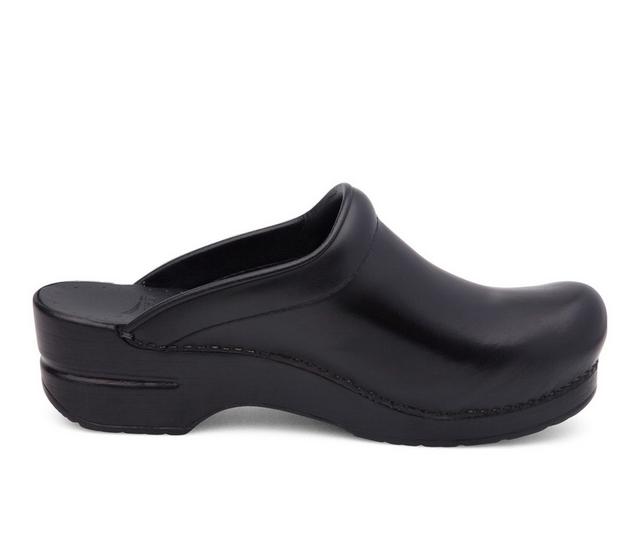 Women's Dansko Sonja Clogs in Black Cabiro color