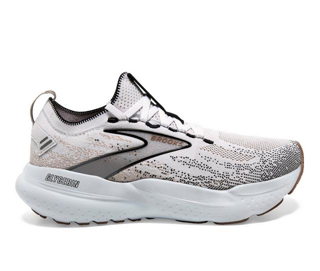 Women's Brooks Glycerin Stealth Fit 21 Running Shoes in White/Grey/Blk color