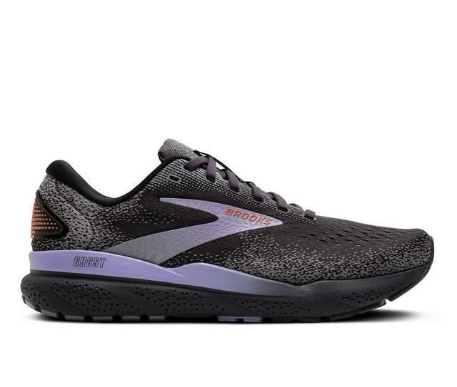 Women's Brooks Ghost 16 Running Shoes in Black/Lavender color