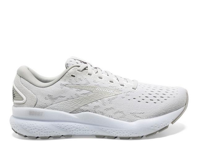 Women's Brooks Ghost 16 Running Shoes in White/grey color