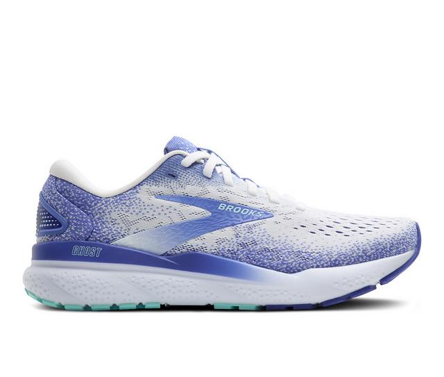 Women's Brooks Ghost 16 Running Shoes in White/Blue color