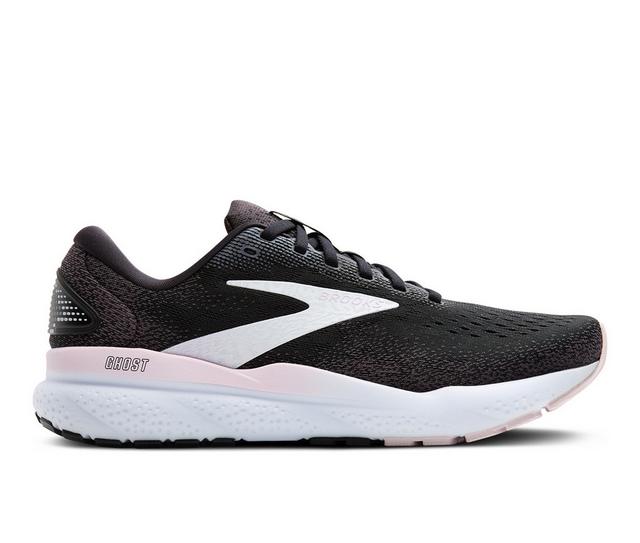 Women's Brooks Ghost 16 Running Shoes in Bk/Wh/Orchid color