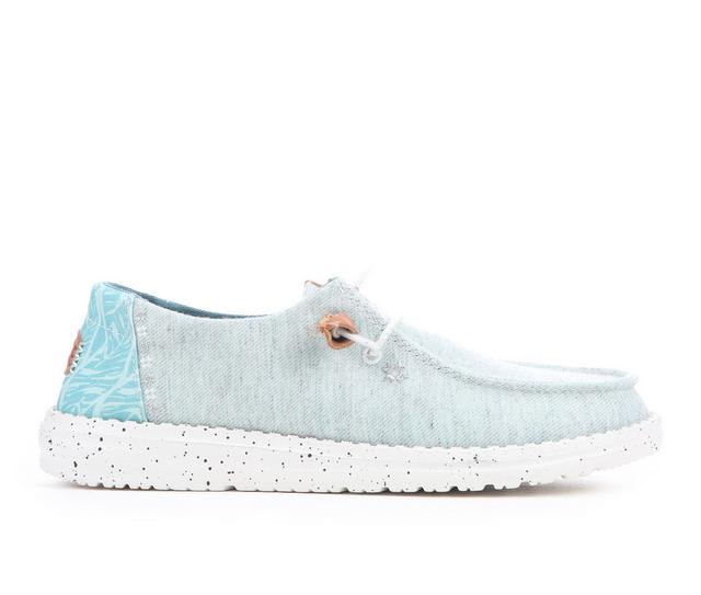 Women's HEYDUDE Wendy Heathered Slub Casual Shoes in Blue color