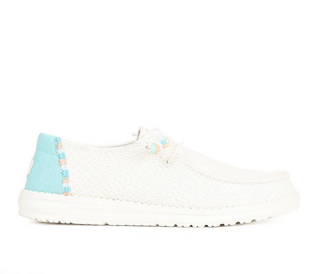 Women's HEYDUDE Wendy Boho Crochet Casual Shoes in Off White color