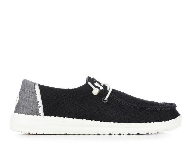 Women's HEYDUDE Wendy Boho Crochet Casual Shoes in Black color