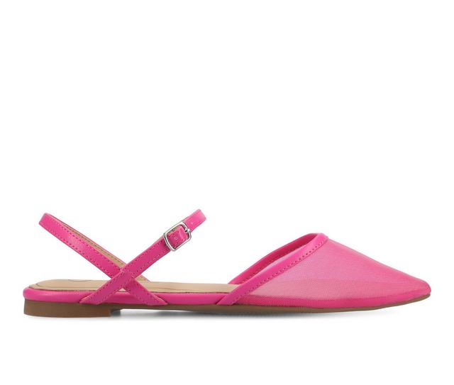 Women's Journee Collection Martine Mule Flats in Hot Pink Mesh color