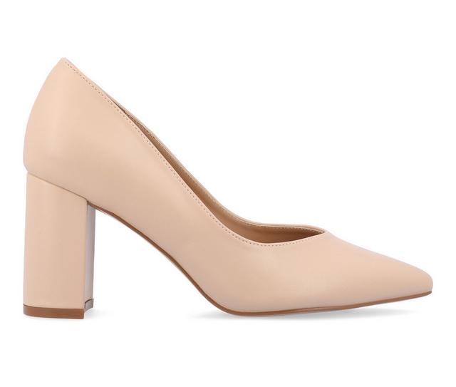 Women's Journee Collection Simonne Block Heel Pumps in Vanilla color