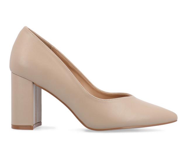Women's Journee Collection Simonne Block Heel Pumps in Wheat color