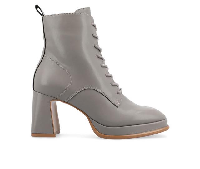 Women's Journee Collection Kalindi Lace Up Heeled Booties in Grey color