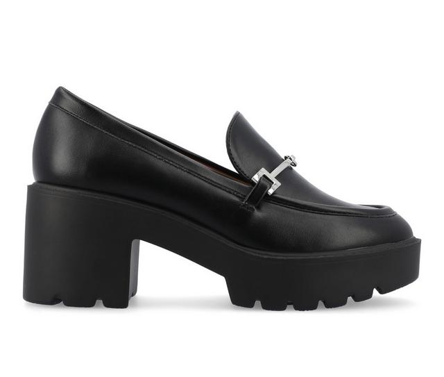 Women's Journee Collection Keeziah Chunky Heeled Loafers in Black color