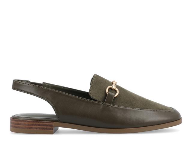 Women's Journee Collection Lainey Slingback Loafer Mules in Olive color