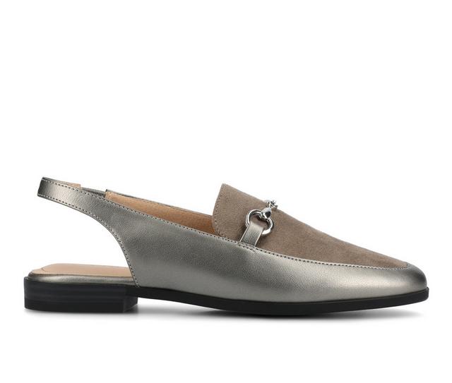 Women's Journee Collection Lainey Slingback Loafer Mules in Pewter color