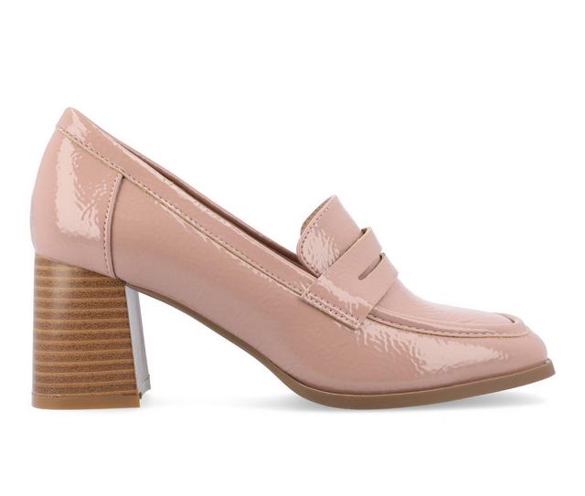 Women's Journee Collection Malleah Block Heel Loafers in Pink Patent color