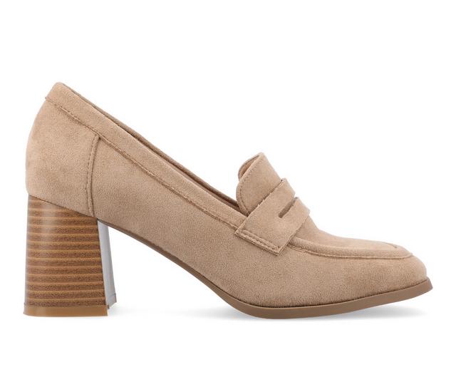 Women's Journee Collection Malleah Block Heel Loafers in Taupe color