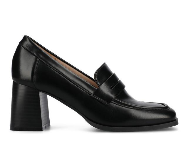 Women's Journee Collection Malleah Block Heel Loafers in Black PU color