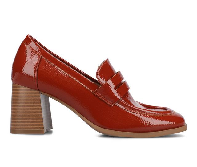 Women's Journee Collection Malleah Block Heel Loafers in Rust color