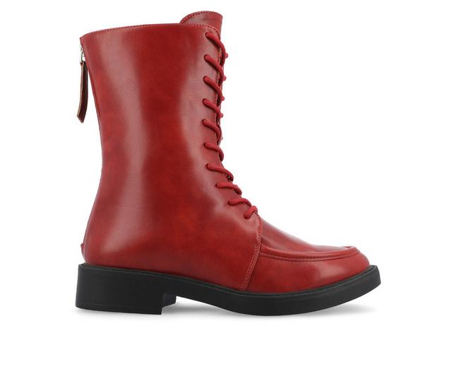 Women's Journee Collection Nikks Lace Up Boots in Red color