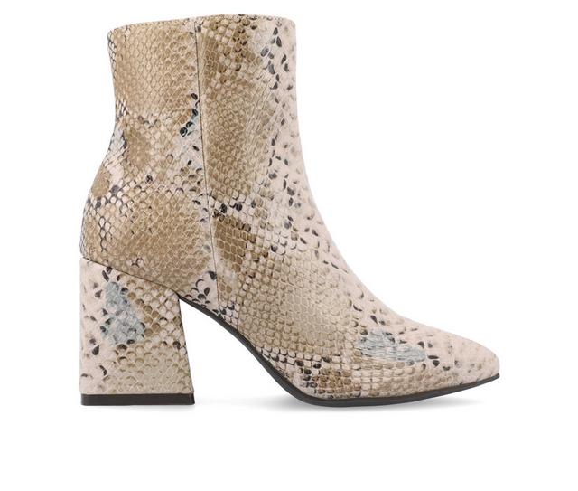 Women's Journee Collection Sorren Block Heel Booties in Snake color