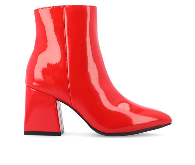 Women's Journee Collection Sorren Block Heel Booties in Red Patent color
