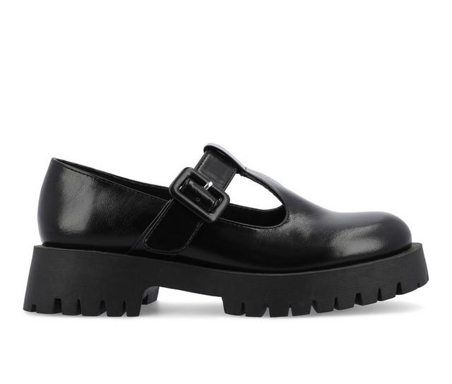 Women's Journee Collection Suvi Chunky T-Strap Mary Janes in Black color