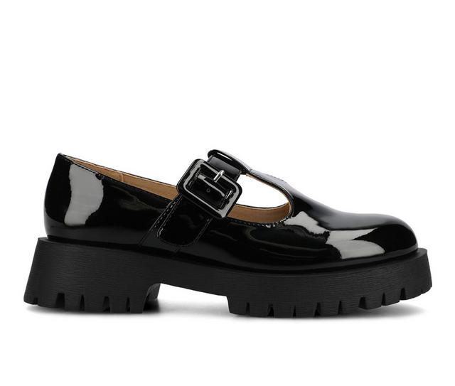 Women's Journee Collection Suvi Chunky T-Strap Mary Janes in Patent/black color