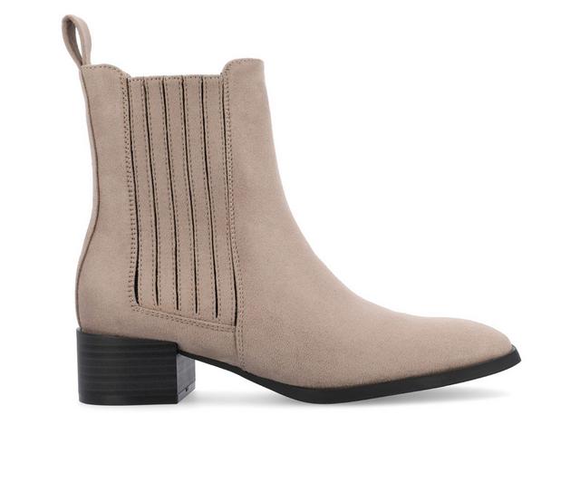 Women's Journee Collection Wrenley Block Heel Booties in Taupe color