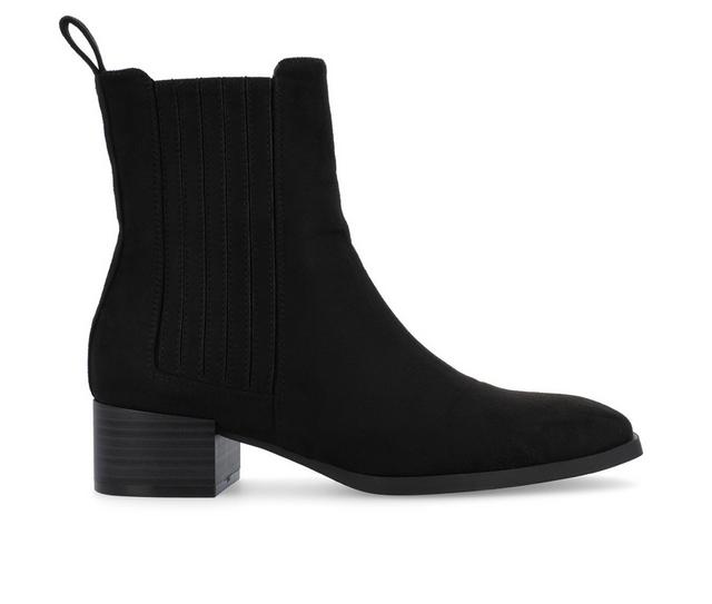 Women's Journee Collection Wrenley Block Heel Booties in Black color